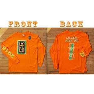 Bruno Mars 24k Magic World Tour 2018 Orange T-Shirt Long Sleeve Sz Large Vibrant